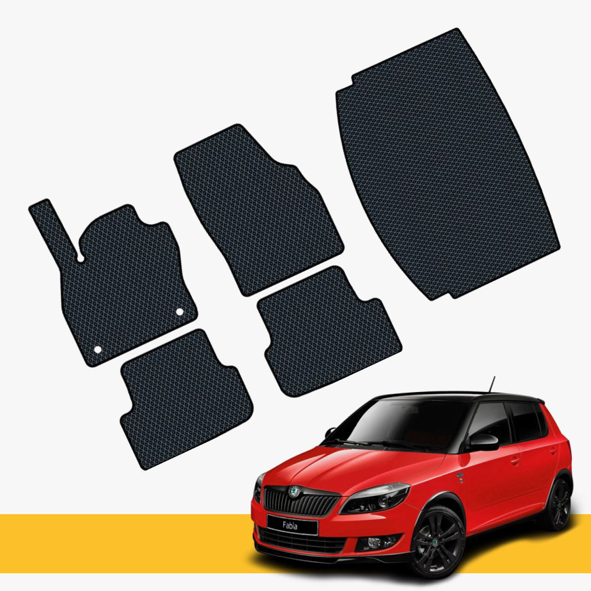 Hochwertige Fußmatten für Skoda Fabia Prime EVA, bieten optimalen Schutz und verbesserte Ästhetik.