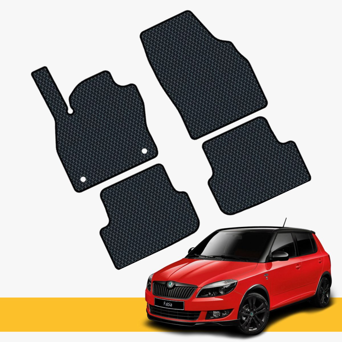 Hochwertige Fußmatten für Skoda Fabia Prime EVA, robust und leicht zu reinigen, ideal für den Fahrzeugkomfort.