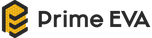 Prime EVA Logo mit einem gelben sechseckigen Emblem und schwarzem Text.