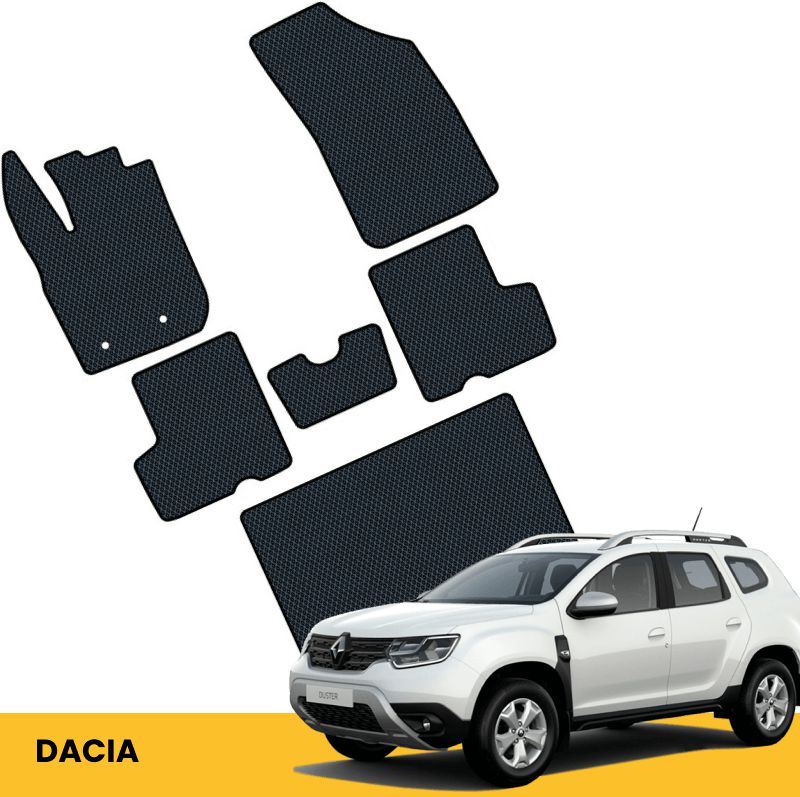 Hochwertige, langlebige Fußmatten für Dacia Prime Eva, ideal für Fahrzeugschutz und Reinigkeitspflege.