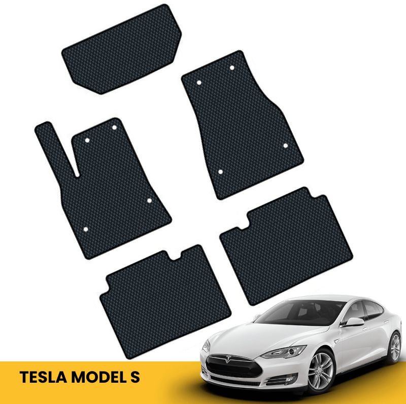 Hochwertige Fußmatten für Tesla Prime EVA, schwarz mit perfekter Passform und maximaler Schmutzaufnahme.