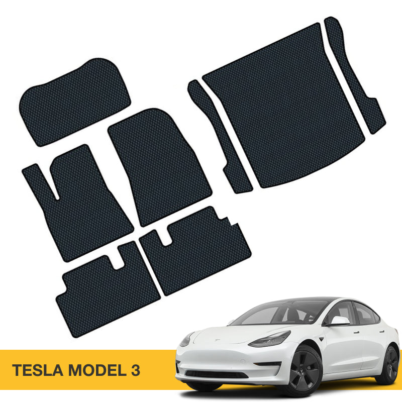 Hochwertige Fußmatten für Tesla Model 3 aus Prime EVA-Material, bietet optimalen Schutz und Komfort.